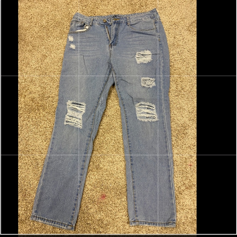 Shein ripped blue jeans